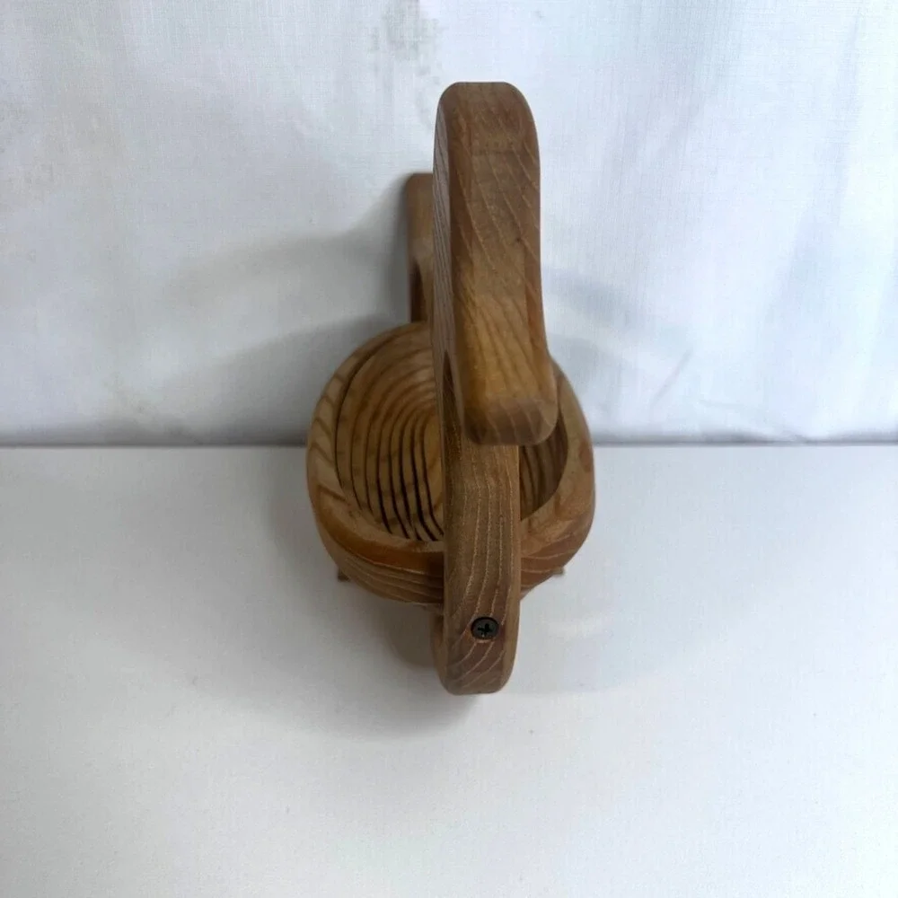 Duck Handcrafted Collapsible Wooden Basket Bread Fruit Bowl Decor Farmhouse